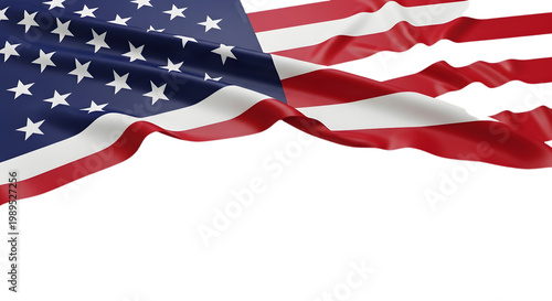 American flag waving in the wind isolated on transparent background