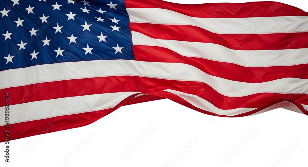 Fototapeta premium Waving american flag isolated on transparent background