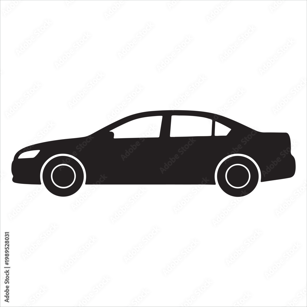 Fototapeta premium A black silhouette of a car on a white background