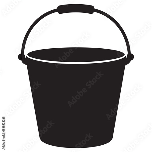 A black bucket with a handle