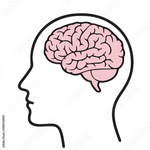 brain icon black head pink neuro icon isolate white brackground