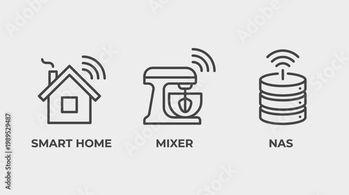 Smart home icons with mixer and nas Vector