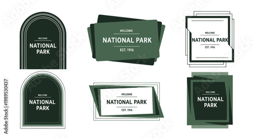 National Park Badges and Labels Collection - Vintage Style