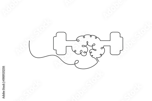 Mental health continuous line art representing brain training and fitness