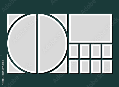 Template collage of eleven frames, images, photo