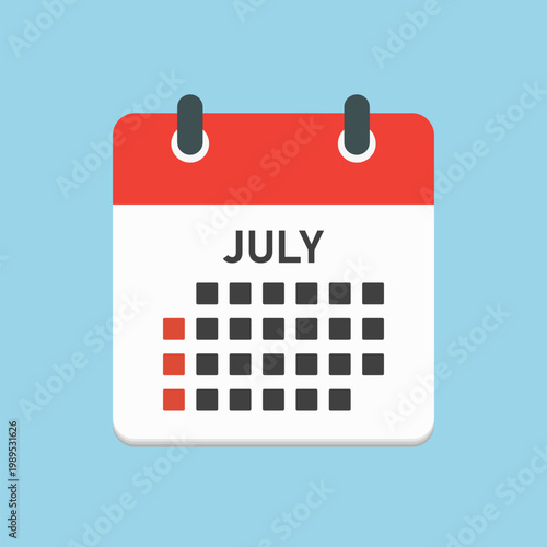 Vector template icon page calendar, month July