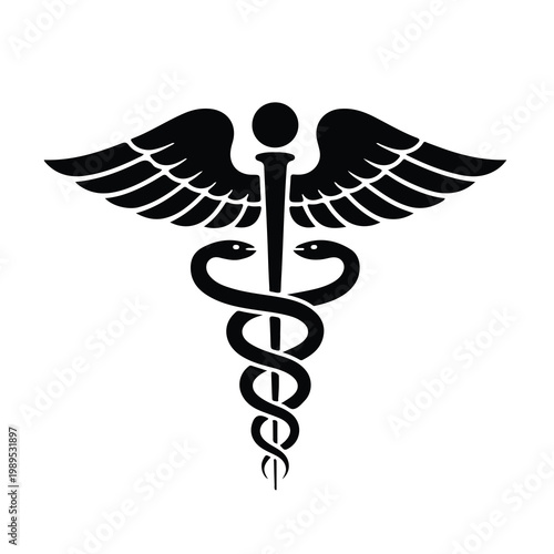 Caduceus Symbol Hermes Icon Modern Healthcare and Wellness Logo