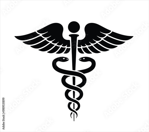 Caduceus Symbol Hermes Icon Modern Healthcare and Wellness Logo