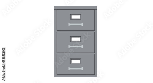 Essential office storage solution featuring a three-drawer filing cabinet illustration, ideal for document organization and efficient workflow management in any workspace setting