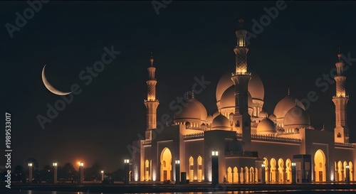 Grand Mosque at Night During Eid al-Adha Celebration