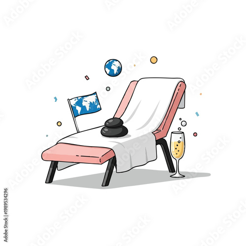 Relaxing Lounge Chair with Spa Stones and Champagne.