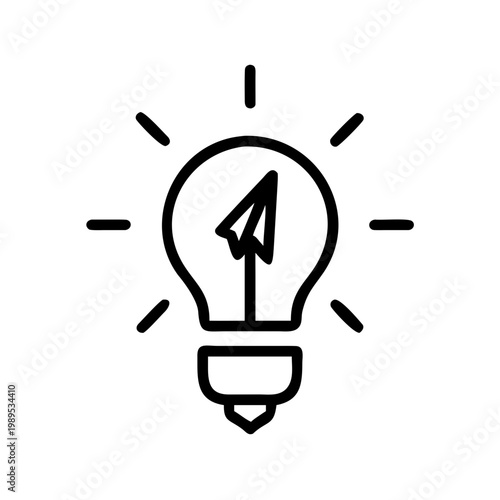 New idea business concept for starting project light bulb with paper plane icon