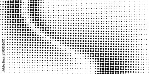 Set of halftone dots gradient pattern texture isolated on white background. Straight dotted spots using halftone circle dot raster texture. Vector blot half tone collection.