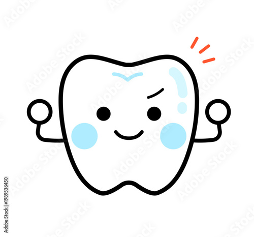 ガッツポーズの歯のキャラクターのイラスト