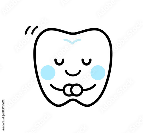 お辞儀をする歯のキャラクターのイラスト