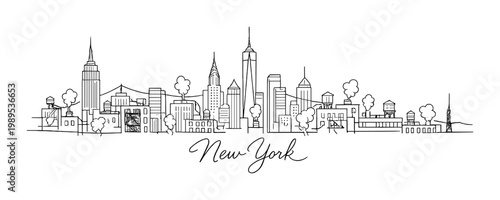 New york skyline minimalist line art urban sketch background for poster card and design