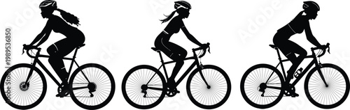 girls ride bicycle Silhouette