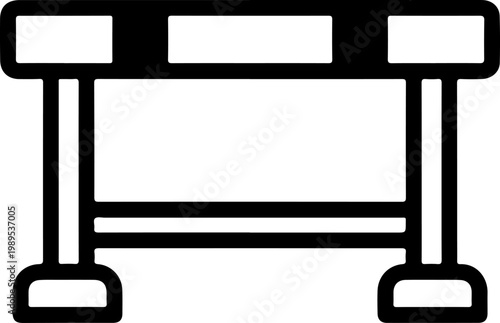 Black and white road barrier icon, traffic block vector, roadblock sign, isolated symbol