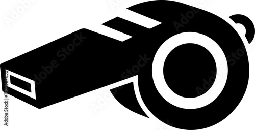 Black whistle icon, vector whistle symbol, sound signal illustration, simple design element