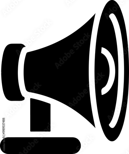 Black megaphone icon, loudspeaker symbol, sound amplifier sign, vector illustration
