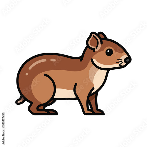 Cute brown rodent standing on white background