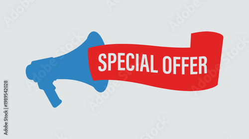 Special offer announcement megaphone icon.