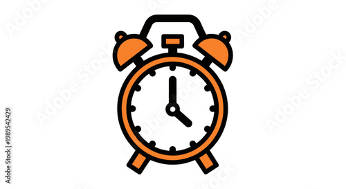 Orange Alarm Clock Vector Style Graphic for Time Management and Productivity Concepts