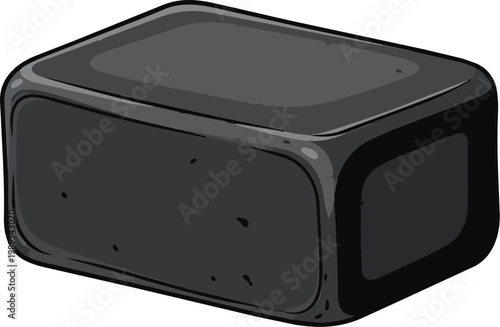 Flat Vector Vegan Charcoal Soap Block for Detoxifying Skincare and Eco-Friendly Wellness