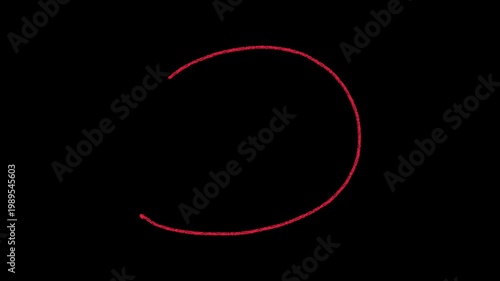 animated video of drawing circle brush. red Hand drawn circle highlight  for marking, highlighter, and design elements. 4K animation