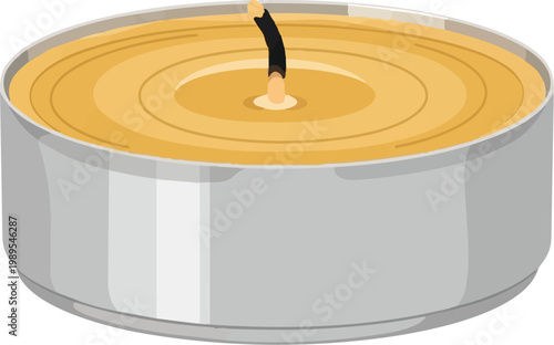 Flat Vector Natural Beeswax Tea Light Candle For Sustainable Aromatherapy And Warm Ambient Lighting Concepts