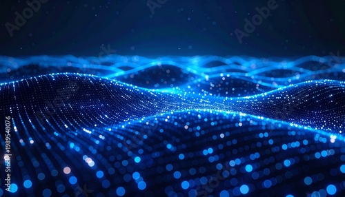 Technology Background with Sleek Blue Light Particles