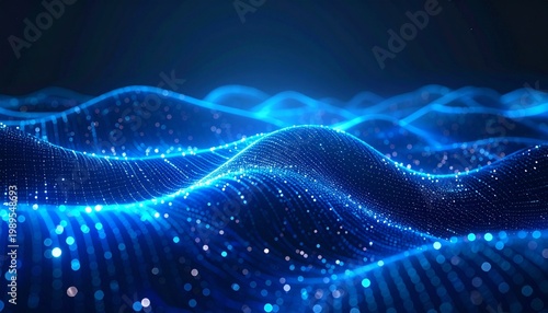 Technology Sleek Background with Blue Lines and Sparkles