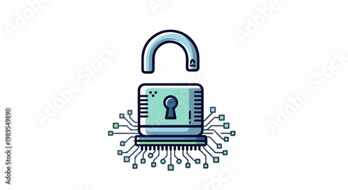Open digital padlock with circuit board connections