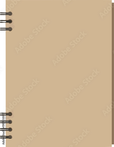 Flat Vector Recycled Paper Notebook With Stitched Binding For Eco-Friendly Office And Sustainable Study Concepts