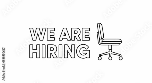 Office chair illustration with "we are hiring" text