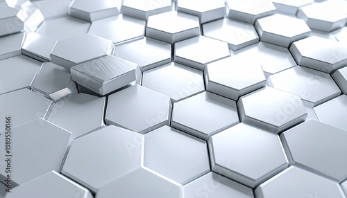 Hexagonal Minimalist Pattern in White and Gray 3d Style