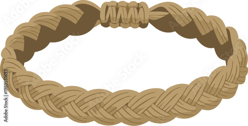 Flat Vector Simple Braided Hemp Bracelet For Sustainable Fashion And Natural Accessory Style Concepts