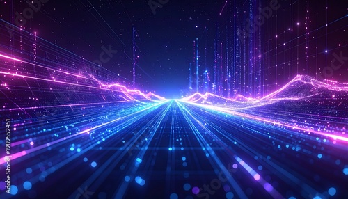 Futuristic Background Dynamic Glowing Network