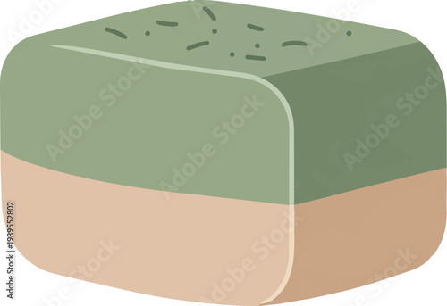 Flat Vector Rosemary And Clay Soap Block For Purifying Skincare And Natural Herbal Spa Wellness Concepts