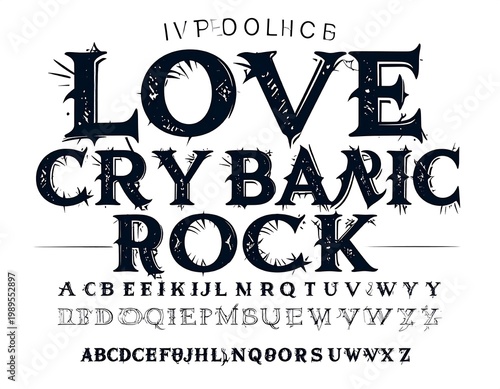 Gothic Rock Metal Font Alphabet With Distressed Thorns Texture Isolated On White Background Vector Set Of Sharp Spiked Letters For Graphic Design