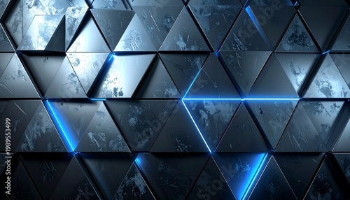 Futuristic Abstract Metal Background with Blue Light