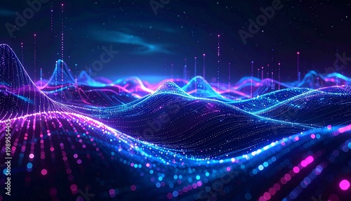 Abstract Futuristic Technology Background with Glowing Waves