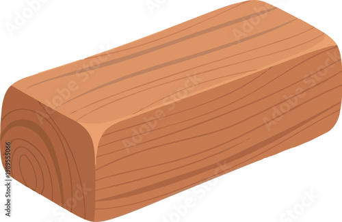 Flat vector illustration of a single small block of sandalwood for fragrance isolated on white, natural aromatic element for holistic wellness themes.