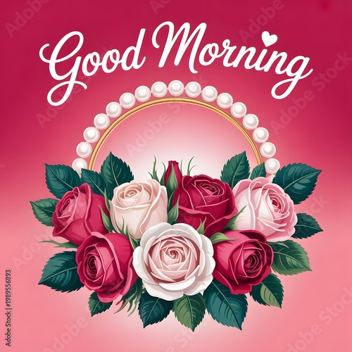 A bouquet of pink roses tied with a ribbon perfect for love greeting cards and celebrations