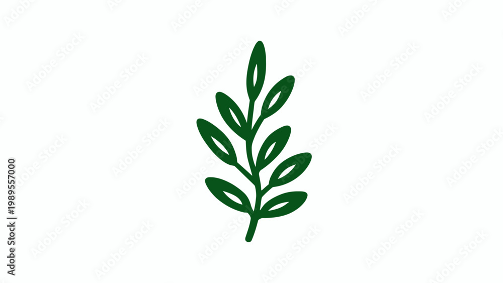 Fototapeta premium Minimalist Green Leafy Sprig Icon Representing Nature, Organic Products, and Eco-Friendly Concepts with Clean Design