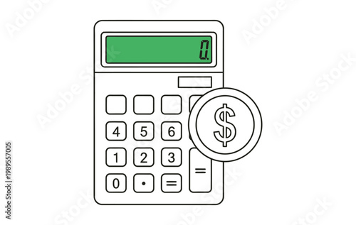 Calculator with dollar coin symbolizing financial calculation