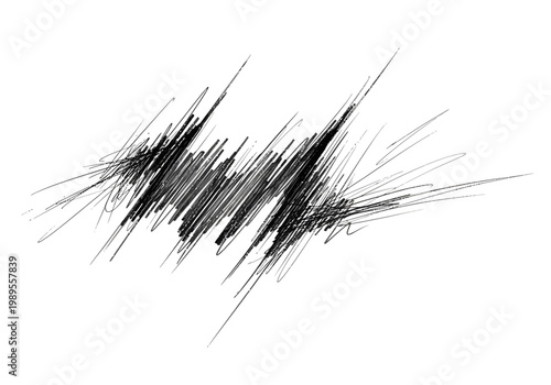 Abstract black scribble drawing on a white background