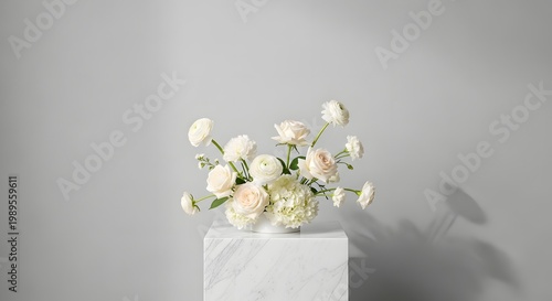 Delicate floral arrangement in white vase a study in soft hues and natural beauty