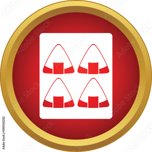 Four onigiri rice balls serving as a japanese food vector button