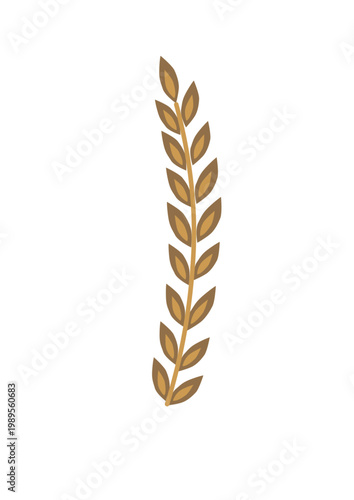 Minimalist gold leaf branch symbol for logo and award design.